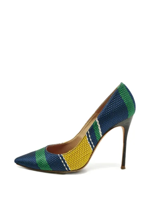 Carolina Herrera Vintage woven stripe pointed pumps Blue 1242033