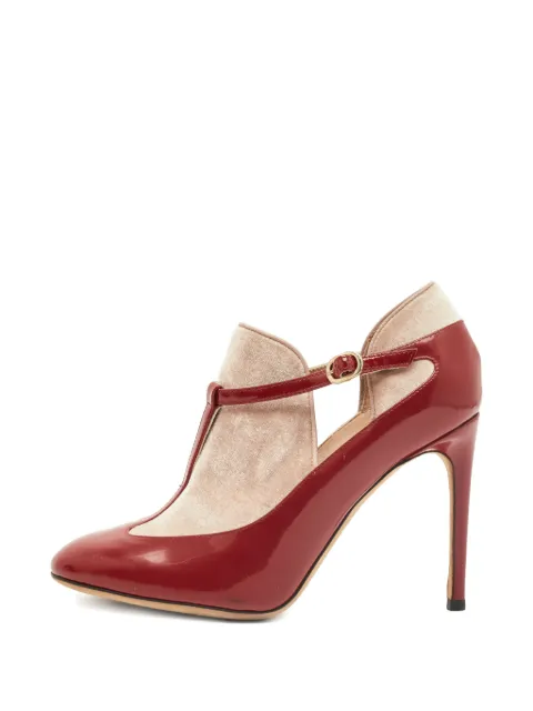 Valentino Garavani Pre-Owned leather velvet t-strap pumps Red 1241912