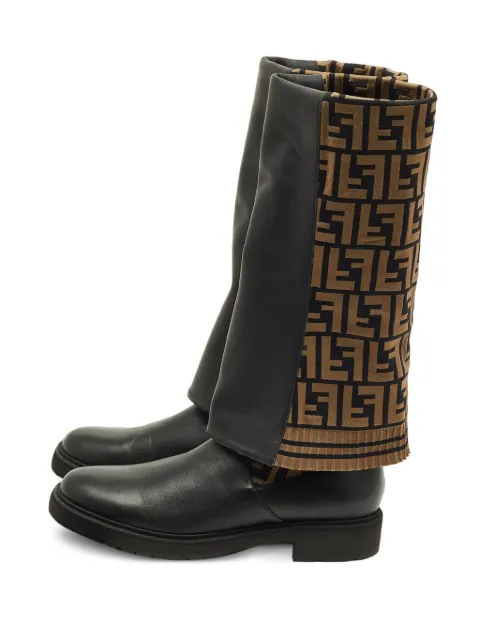 Fendi Pre-Owned Zucca leather boots Black 1252630