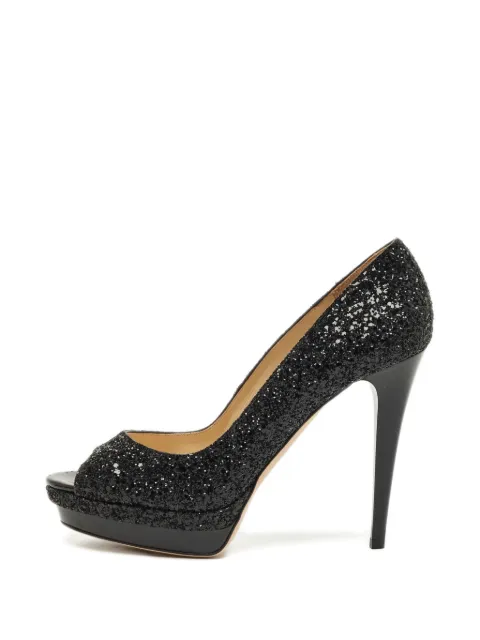 Jimmy Choo Pre-Owned Luna glitter platform pumps Black 1241163
