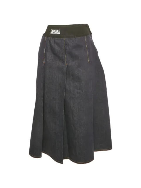 Fendi Pre-Owned denim pleated midi skirt Blue 1239946