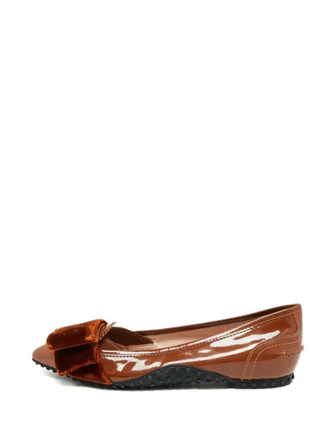 Tod's Vintage velvet bow leather loafers Brown 1246488