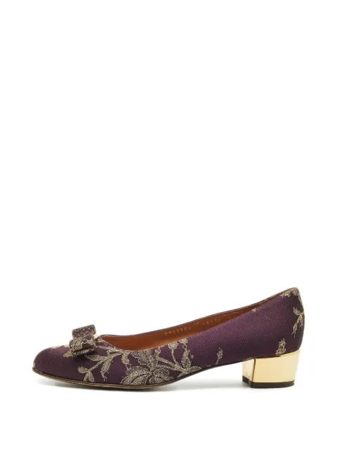 Ferragamo Pre-Owned Brocade bow-embellishment pumps Purple 1250991