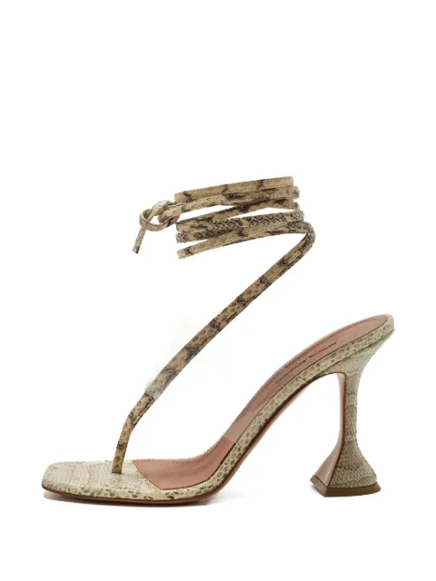 Amina Muaddi Zula snakeskin leather sandals White 1252091