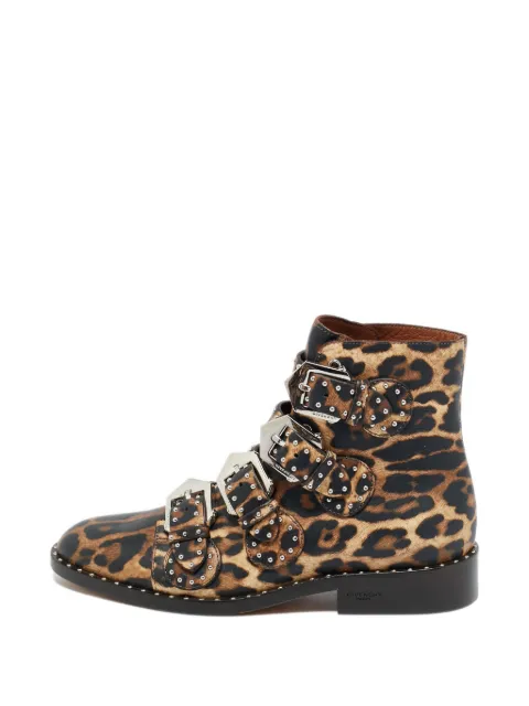 Givenchy Pre-Owned leopard-print studded-embellishment buckle boots Brown 1245669