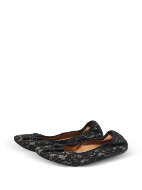 Ferragamo Pre-Owned lace bow ballet flats Black 1255724