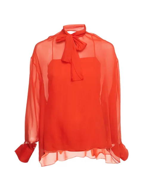 PUCCI Pre-Owned neck-tie silk top Red 1247558