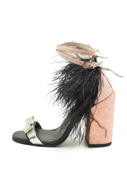 MACH & MACH leather feather sandals Pink 1247444