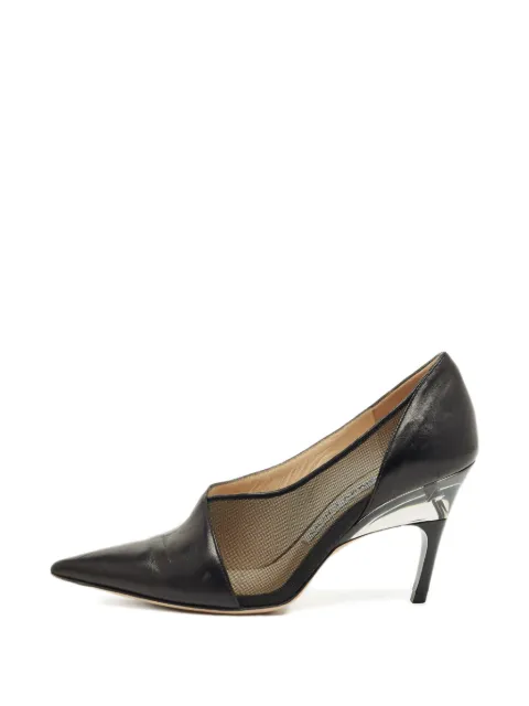 Jimmy Choo Pre-Owned leather mesh-detail pumps Black 1243141