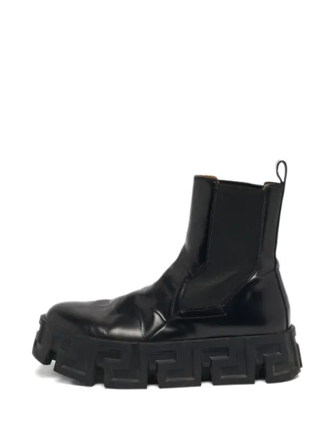 Versace Pre-Owned Greca leather ankle boots Black 1246585