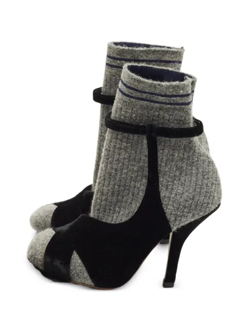 Fendi Pre-Owned velvet tweed boots Grey 1250056