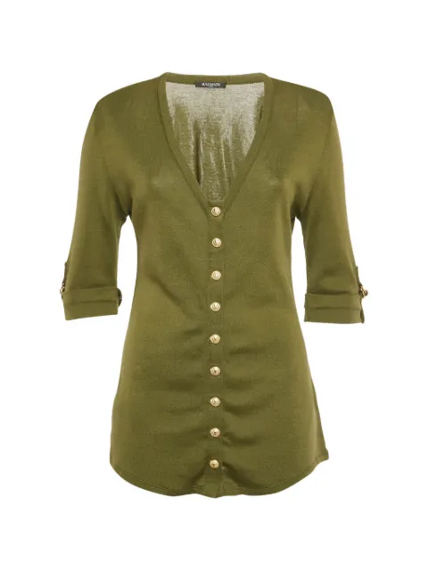 Balmain Pre-Owned V-neck ribbed top Green 1238644