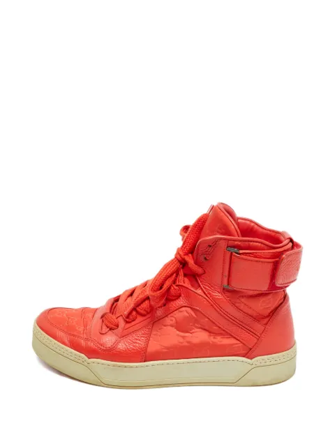 Gucci Pre-Owned nylon leather high-top sneakers Red 1246675