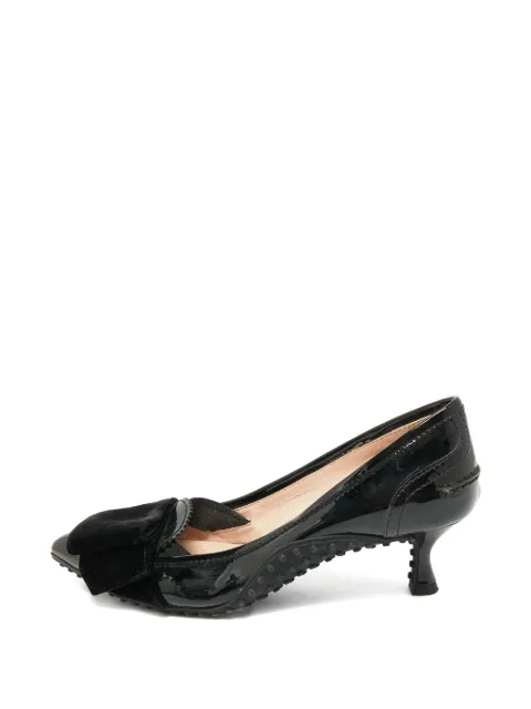 Tod's Vintage velvet-bow leather pumps Black 1244898