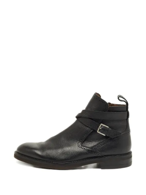 Ferragamo Pre-Owned leather buckle-fastening boots Black 1237527
