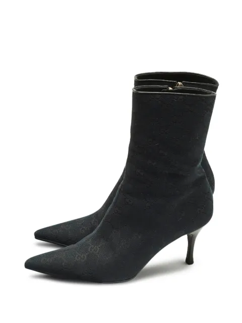 Gucci Pre-Owned canvas pointed ankle boots Black 1242766