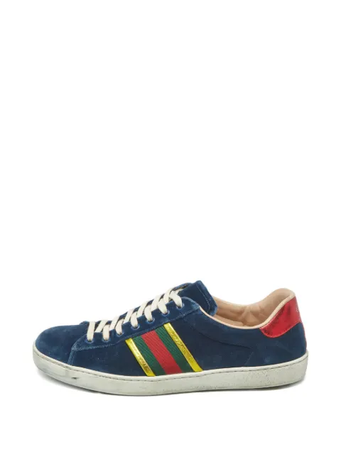 Gucci Pre-Owned velvet Web-detail sneakers Blue 1237424