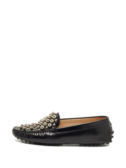 Tod's Vintage metal-accent leather loafers Black 1237677