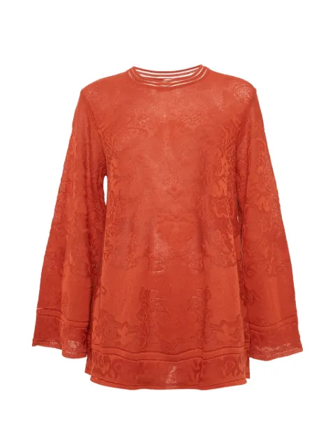 Missoni Pre-Owned floral-embroidery flared-sleeve top Orange 1217157