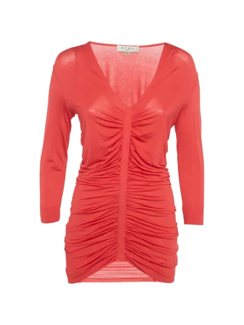 Etro Pre-Owned ruched long-sleeved top Red 1221836