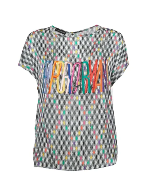 Emporio Armani Pre-Owned geometric embroidery silk top White 1220775