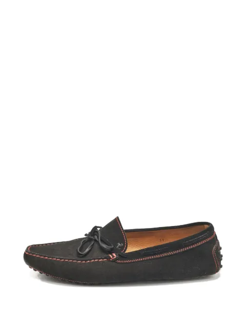 Tod's Vintage suede tie loafers Black 1066369