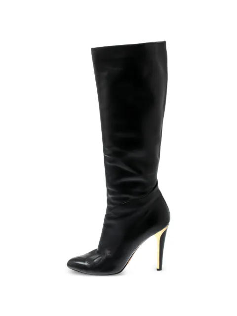 Jimmy Choo Pre-Owned almond-toe leather boots Black 199181