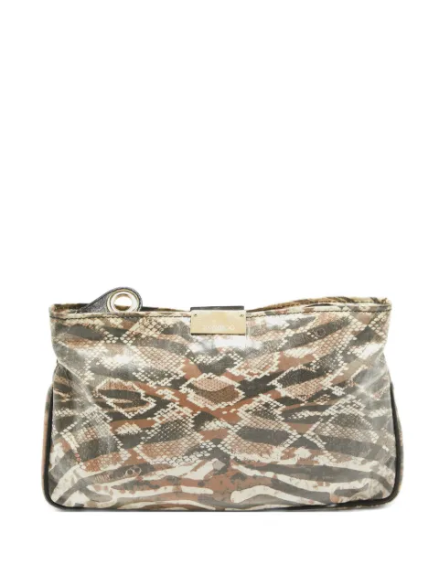 Jimmy Choo Pre-Owned python-print leather zip clutch bag Neutrals 1000477