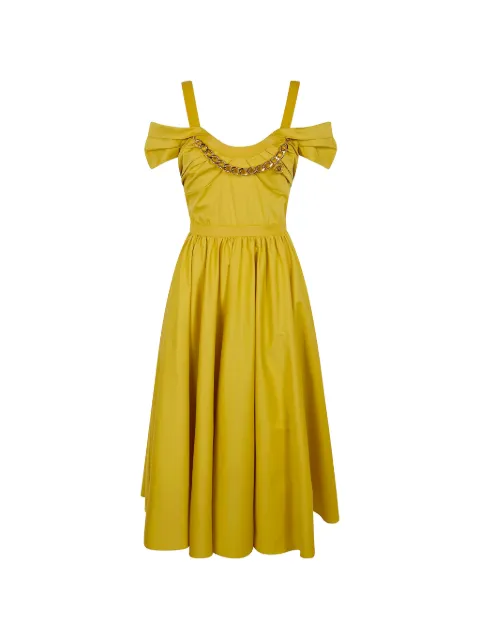 Elisabetta Franchi stretch cotton dress with jewel chain Yellow AB92161E2
