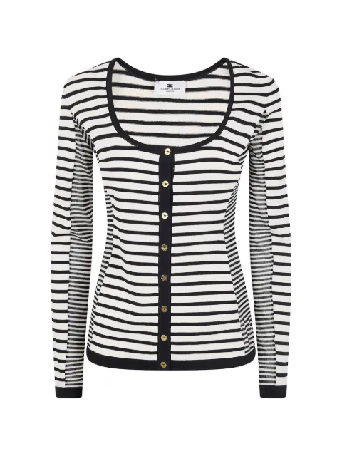 Elisabetta Franchi knit fabric cardigan with a mix of stripes White MK04T61E2