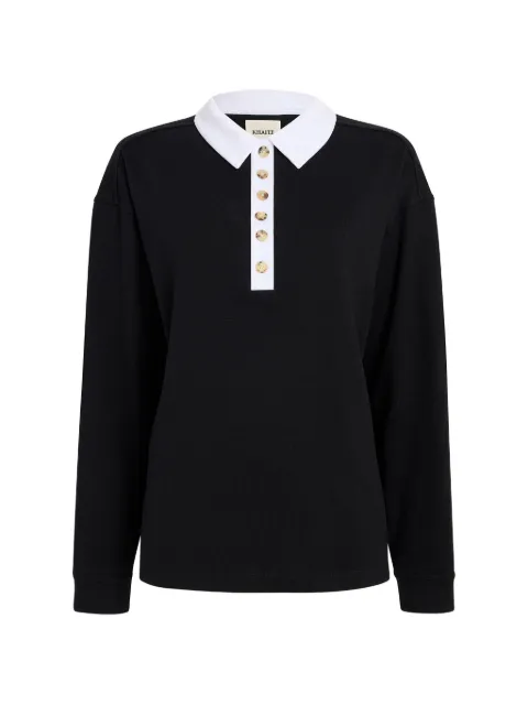 KHAITE Faithful button-up polo top Black 24534219294