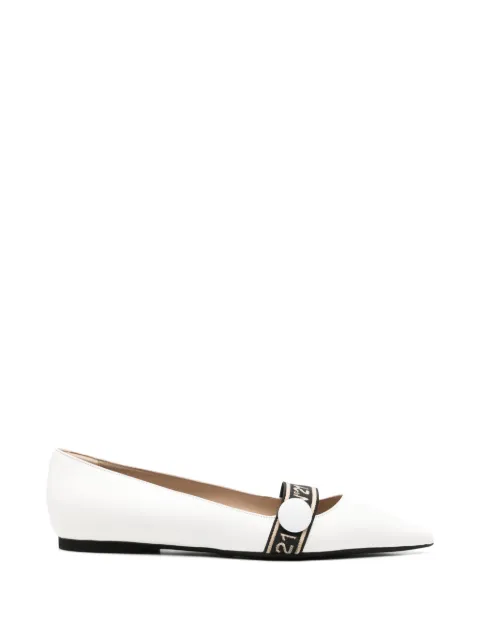 Nº21 pointed-toe strap flat pumps White 25IGPBL010NP1