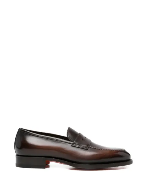Santoni T50 penny-detail loafers Brown MCAG18935MC3HWVE