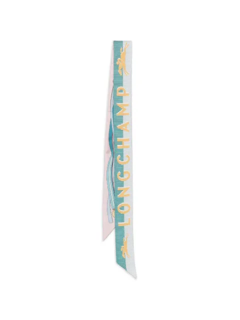 Longchamp logo-lettering printed scarf Pink 51047GSOP90