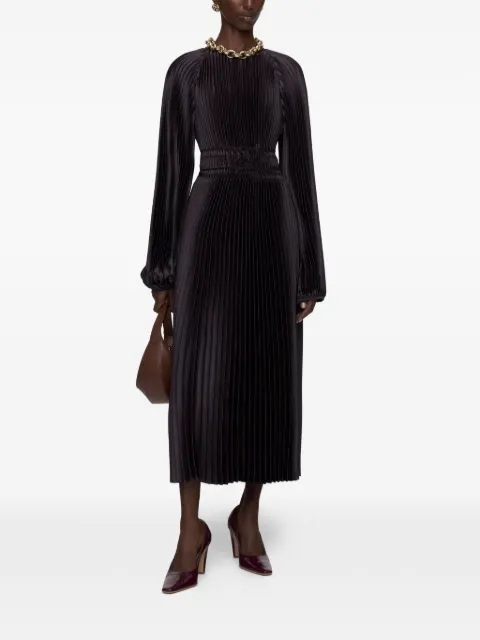 JOSEPH Ortiz pleated smocked midi dress Black JF009597