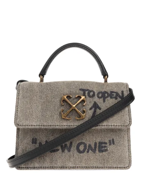 Off-White baby Jitney logo-plaque tote bag Neutrals OWNP063F25DEN0011110