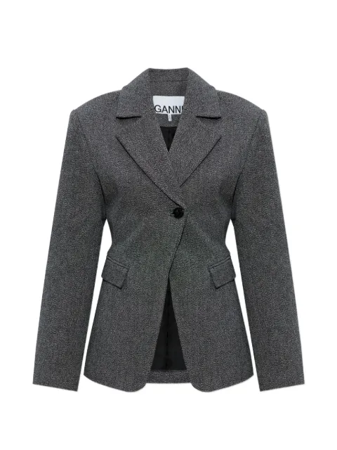 GANNI long-sleeve buttoned blazer Grey A1020026