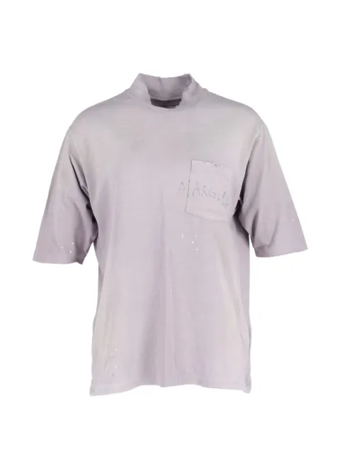Maison Margiela logo-print distressed T-shirt Purple MRPPUGBCL424928M
