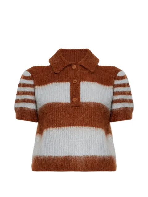 AllSaints striped-pattern polo top Brown W002KE