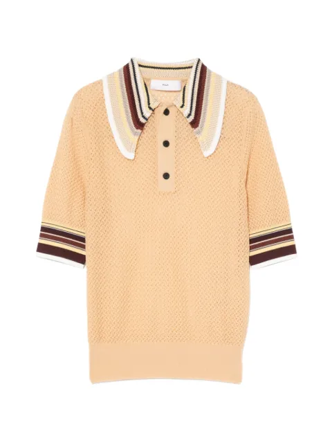 Toga Pulla lace-knitted polo top Neutrals TP261XN201