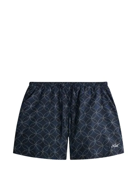 KITH geometric stitch active swim shorts Blue KHM060352413