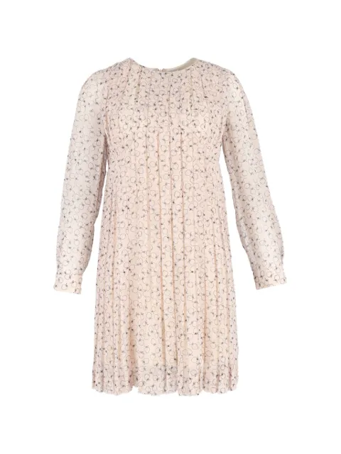 Chloé Vintage pleated printed knee length dress Neutrals NAPPUGBCL457643W