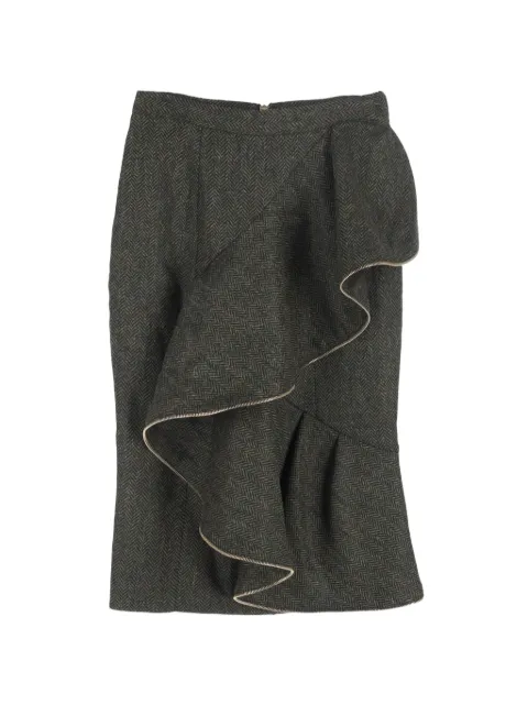 Burberry Pre-Owned ruffled pencil midi skirt Green NAPPUGBCL446546W