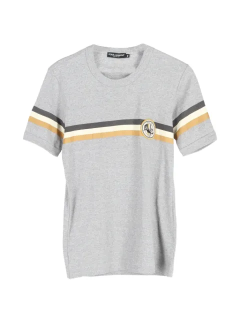 Dolce & Gabbana Pre-Owned ski-badge striped T-shirt Grey HNDOGBCL345313M