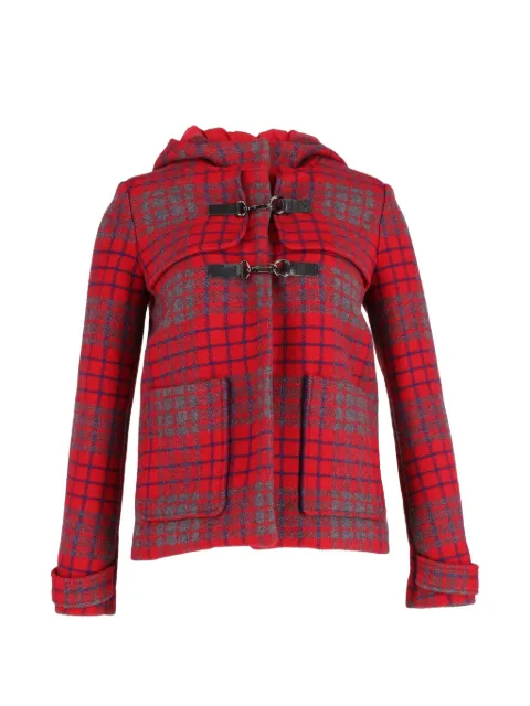 Maje hooded checkered jacket Red NAPPUGBCL362600W