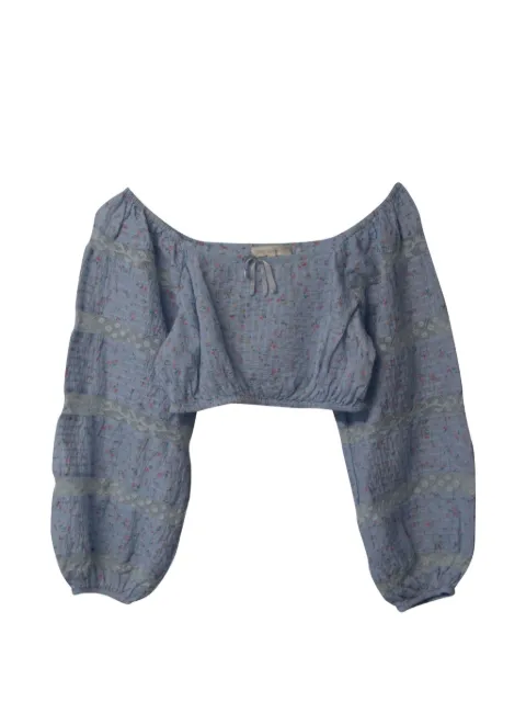 LoveShackFancy Albertina floral lace crop top Blue NAPPUGBCL209496W