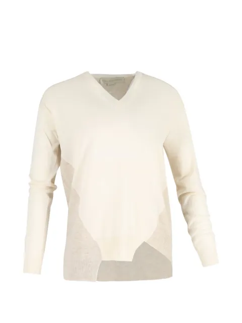 Stella McCartney Pre-Owned asymmetric-hem V-neck sweater Neutrals NAPPUGBCL429091W
