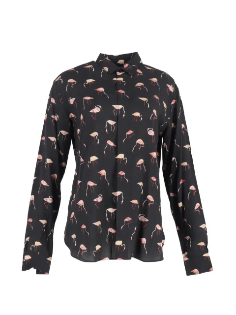 Saint Laurent Pre-Owned flamingo-print shirt Black NAPPUGBCL461437W