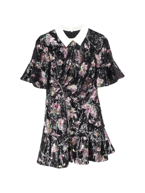 Self-Portrait floral sequined mini dress Black TONPUGBCL451587W