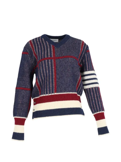 Thom Browne plaid V-neck sweater Blue MRPPUGBCL430632M